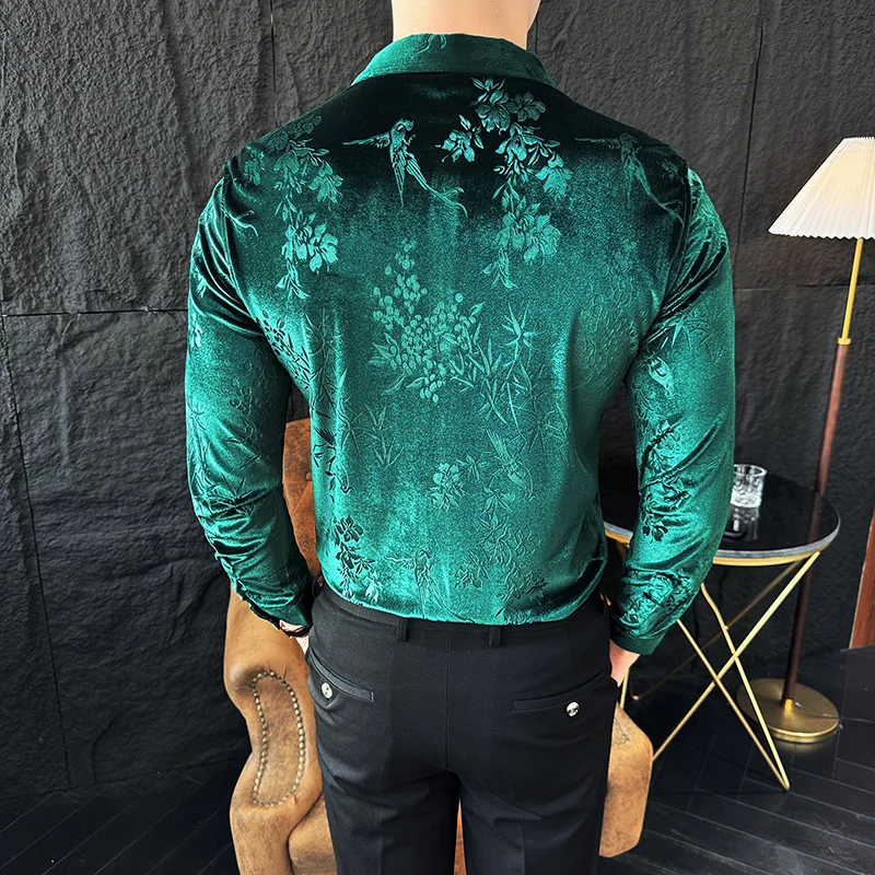 Elegant Velvet Shirts For Men High Quality Korean Luxury Clothing Fashion Print Slim Fit Casual Men's Social Shirt Prom Tuxedo - AliExpress 200000343 Elegant Velvet Shirts For Men High Quality Korean Luxury Clothing Fashion Print Slim Fit Casual Men's Social Shirt Prom Tuxedo - AliExpress 200000343