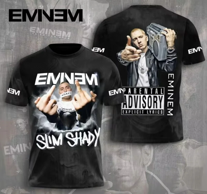 ラッパー-男性と女性のためのエミネム3DプリントTシャツ,スリムトップ,音楽アルバムTシャツ,ロックファッションTシャツ,新しい2025