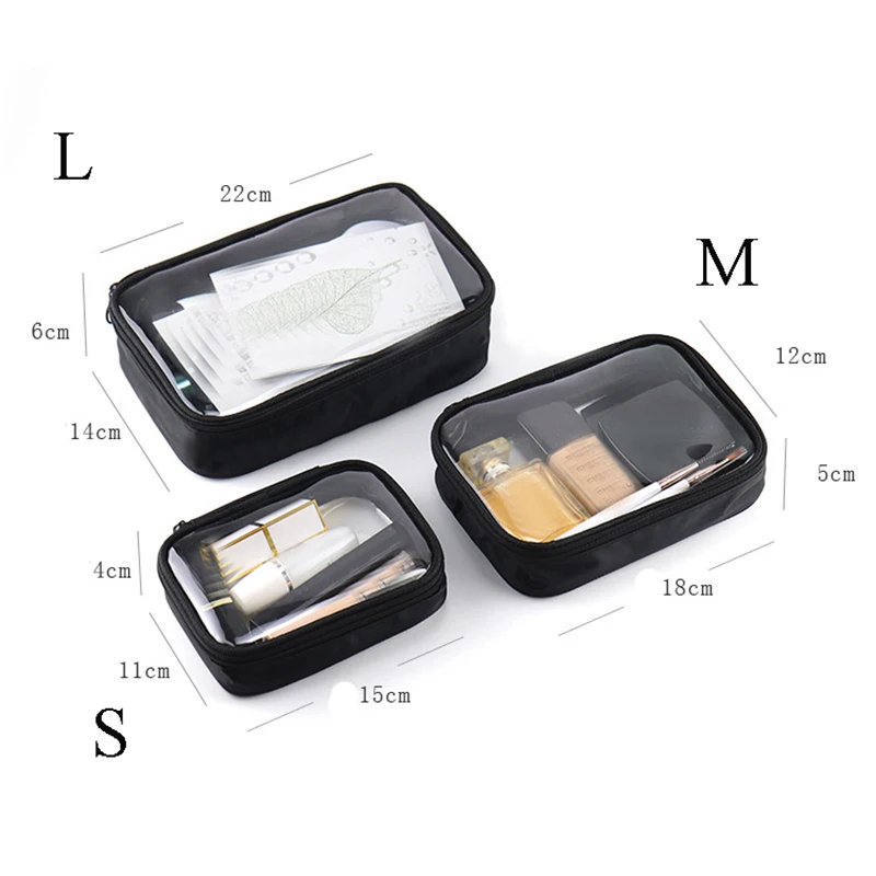 Waterproof Transparent Cosmetic Bag Women Make Up Case Travel Zipper Clear Makeup Beauty Wash Organizer Bath Toiletry Bags Kit