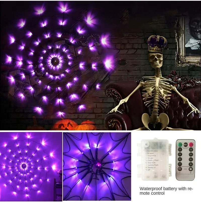 Halloween LED Light String Ghost Festival Decoration Ghost House Party Decoration Atmosphere Light Spider Web luce colorata