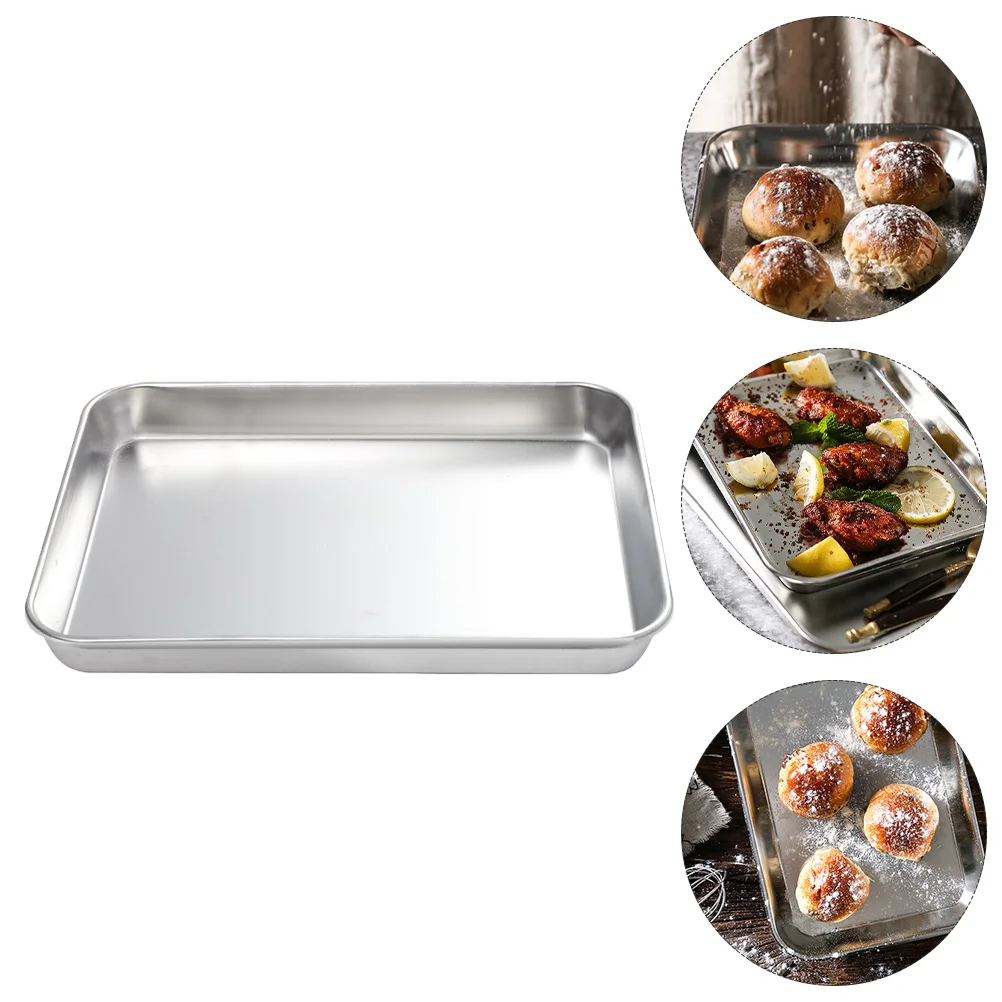 

Cake Baking Tray Stainless Steel Bakeware Bread Oven Rustproof Pan Biscuit Plate