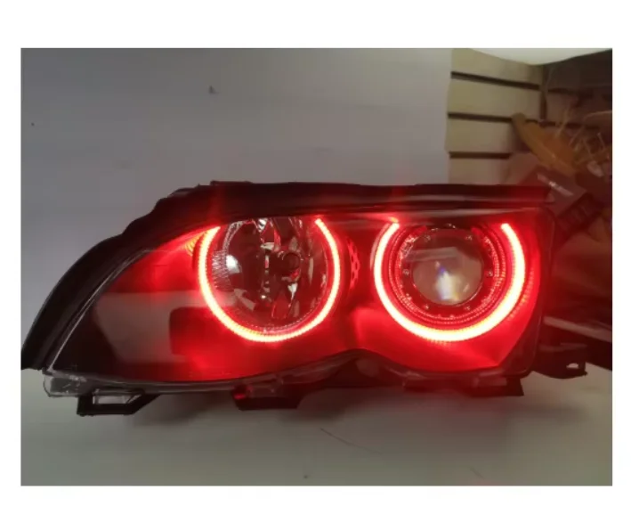 Upgrade And Modify The RED Eye 02-05 For BMW E46/4 Door RED Angel Eye Lens Headlight Assembly