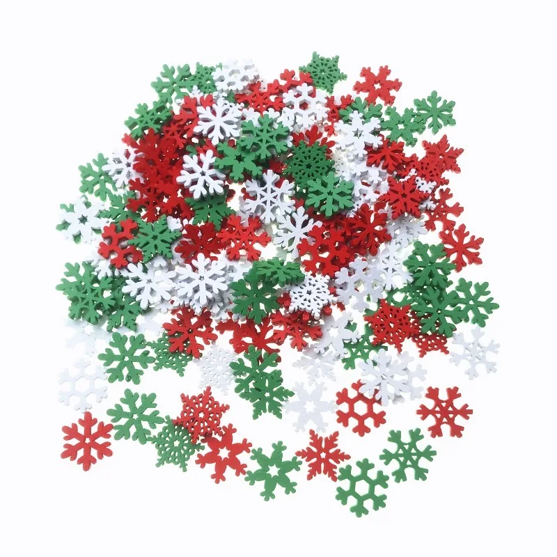 Tranches de démontrent de neige en bois, découpes en forme de neige, bois coloré, bricolage, artisanat de Noël, 20mm, 50 pièces