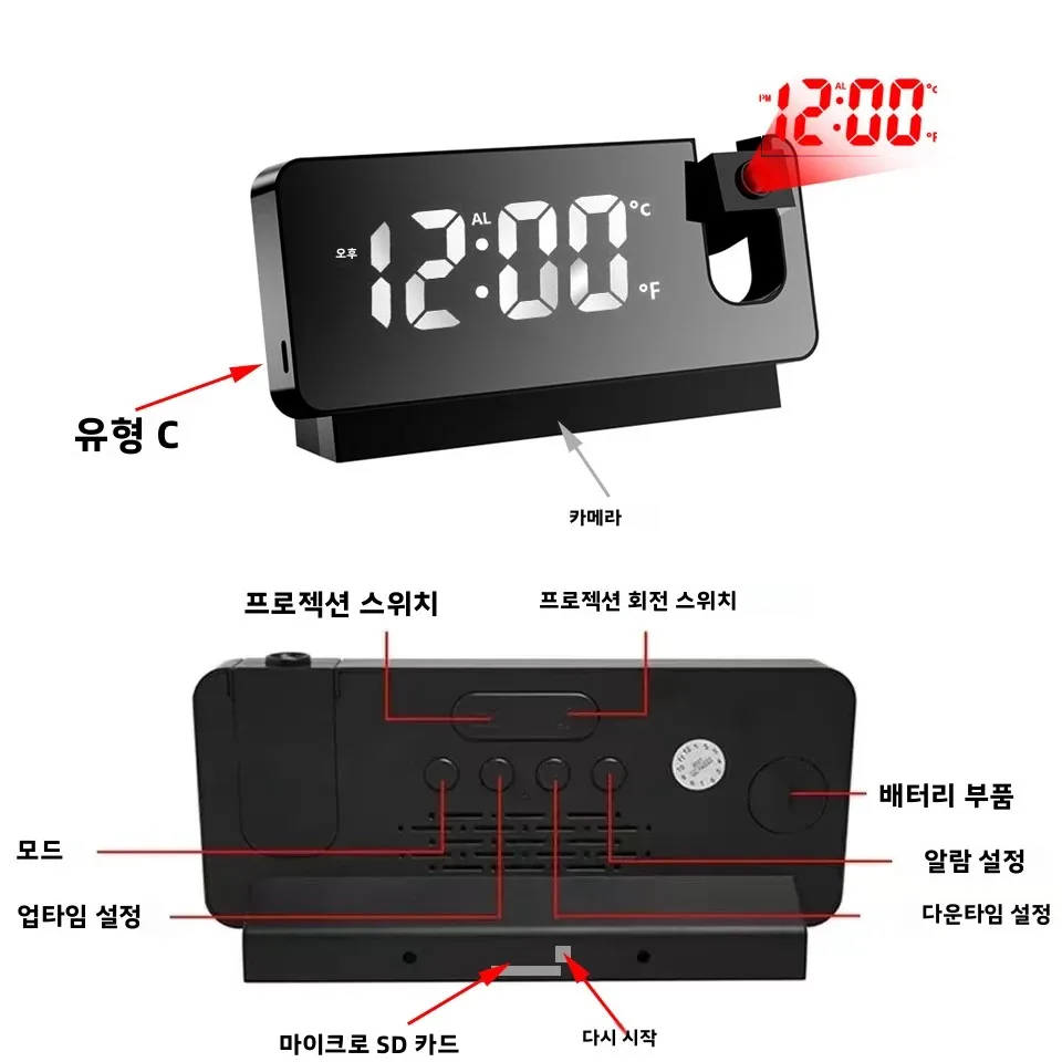 FHD 1080P 미니 미니어처 프로젝션 시계 카메라 2.4GHz WIFI 무선 원격 보기, 동작 감지, 홈 카메라 지원