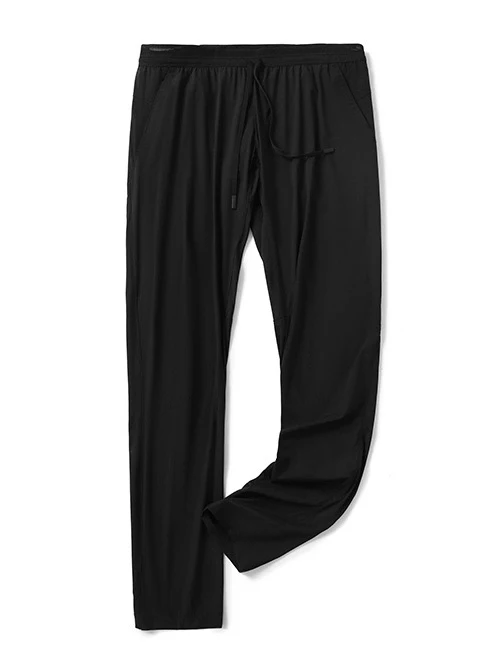 

Мужские эластичные повседневные брюки, легкие спортивные длинные брюки из ледяного шелка, модные прямые брюки, летняя одежда