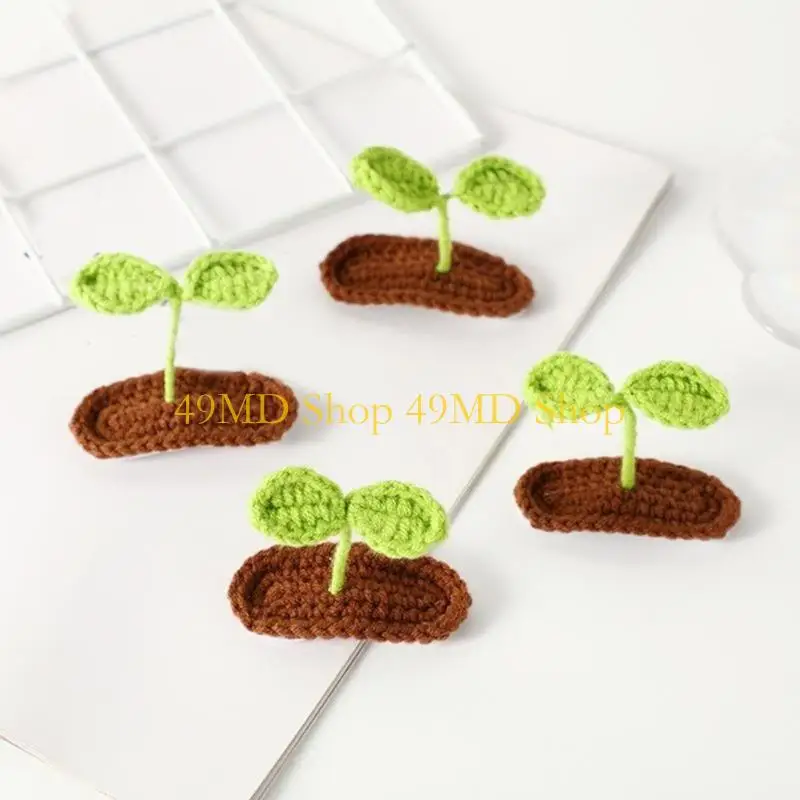 49md clip phẳng dễ thương kẹp kẹp tóc crocheted Sprout Flowers
