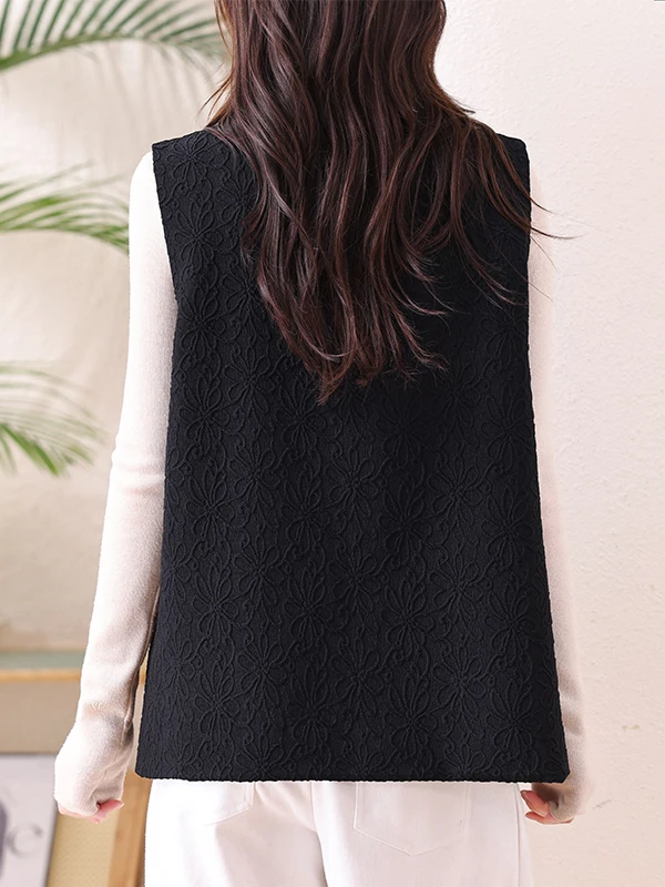 Authentic 2026 Autumn New Large Size Retro Embroidered Vest Jacket Loose Top Women's Fashion Polyester Fiber 100% Inner Wear