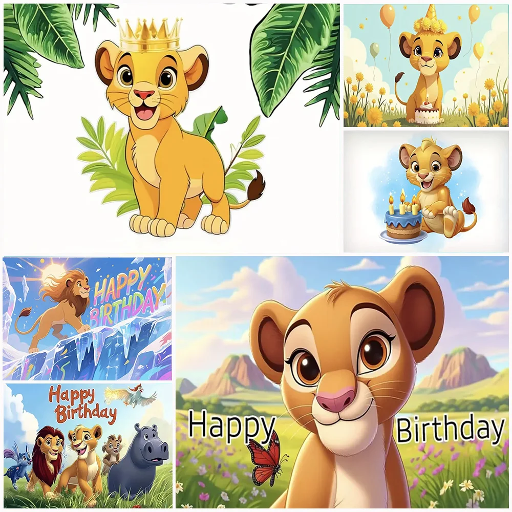 

Lion King Simba Jungle Animals Birthday Party Decoration Backdrop Kid Gifts Photographic Background Baby Shower Banner Supplies