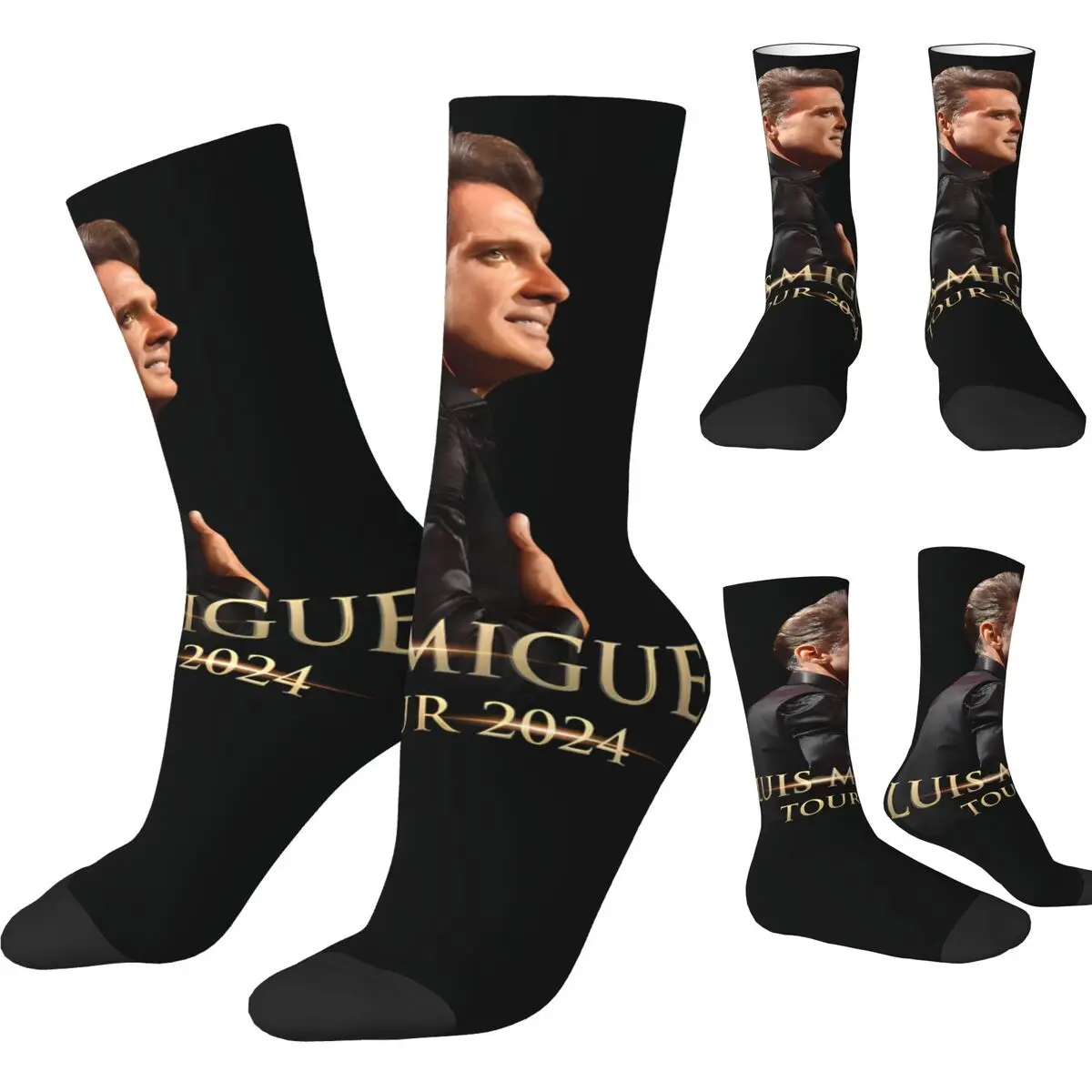 Singer Luis Miguel Socks Tour 2024 Funny Stockings Autumn Anti Slip Men Socks Soft Graphic Running Socks