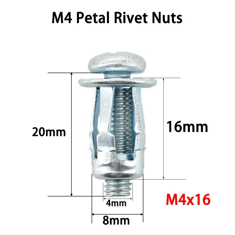 M4 M5 M6 M8 Jacket Nuts Phillips Petal Shape Metal Rivet Nut Expansion Molly  Panel Clamp Locking Insertnut Carbon Steel Rivnut