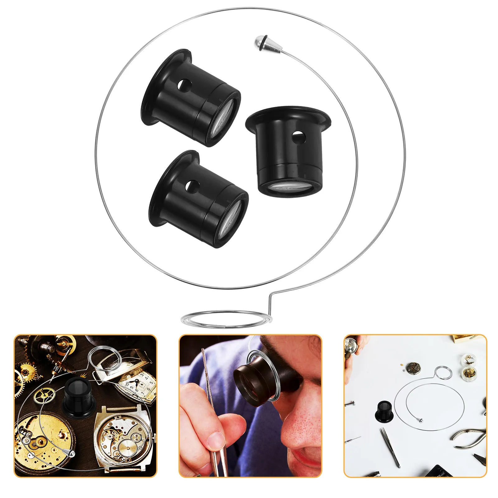 1Set Watch Magnifying Glasses Clip-on Clear Glass Lenses Precise Watch Repair Loupe Jeweler Magnifier Jewelry Crafts Reading