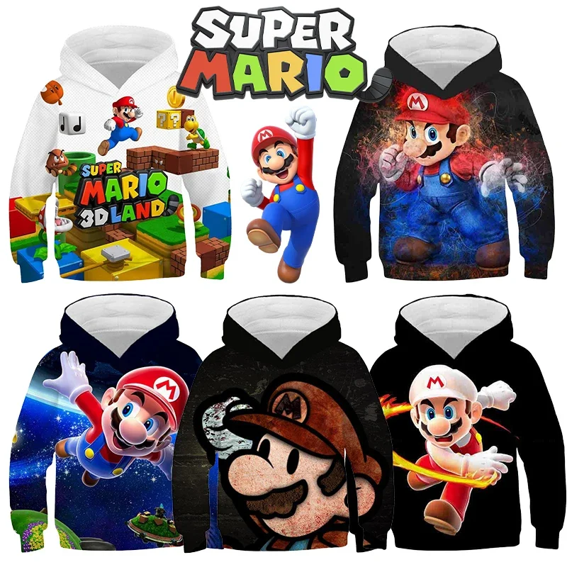 

Super Mario Cartoon Children Hoodies Winter Autumn 3D Printed Clothing Top Casual Kids Anime Pullover Long-sleeved Sweater Gift