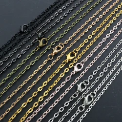 5pcs/lot 4*3mm Diameter 50 cm 70cm Length 8 Colors Plated Handmade Flattened Chain Necklace Connector For Charms Base and Tray