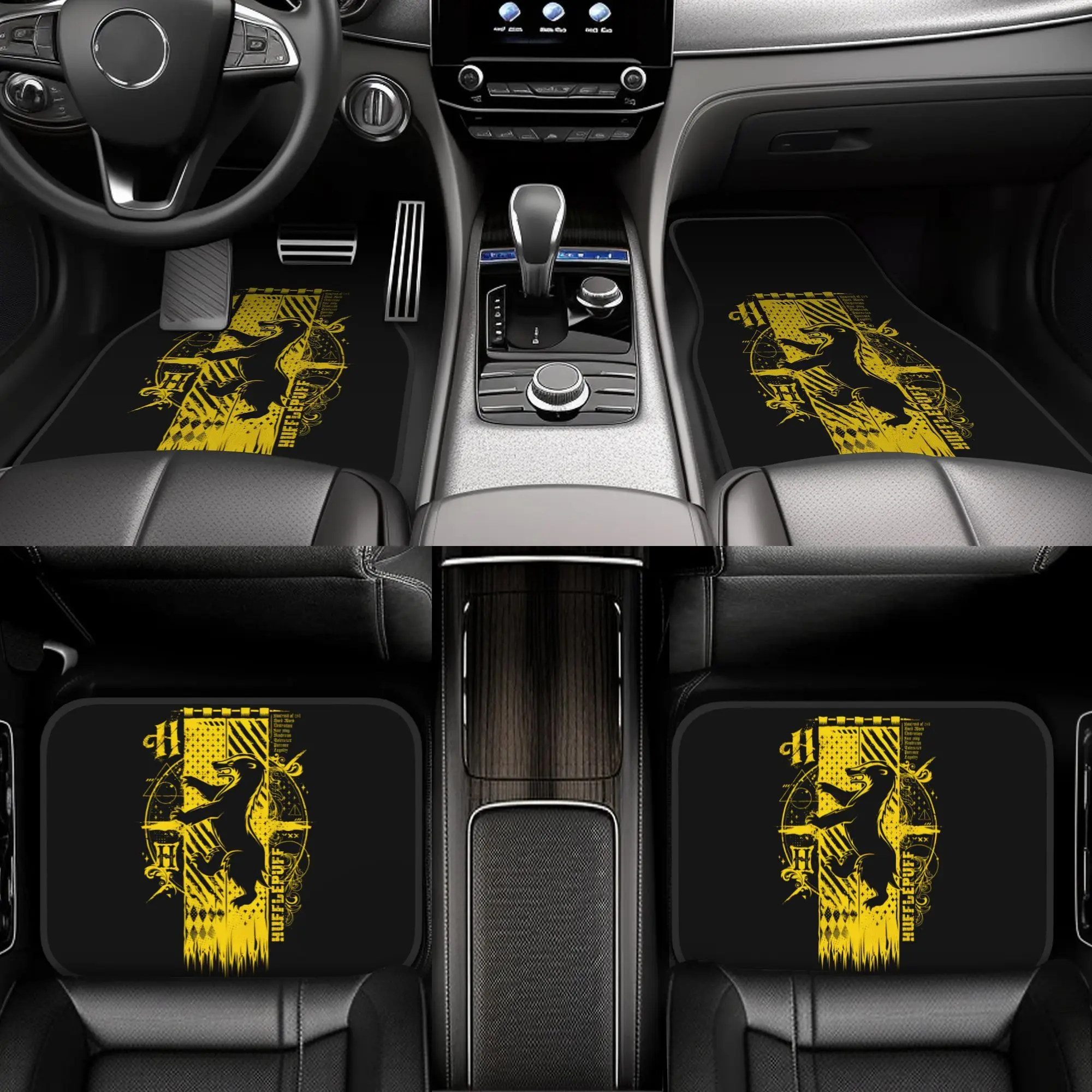 Warner Bros. Hufflepuff Car Floor Mat, 4pcs Simple Lightweight Deluxe Automotive Liners Suitable For Interior Protection In Se