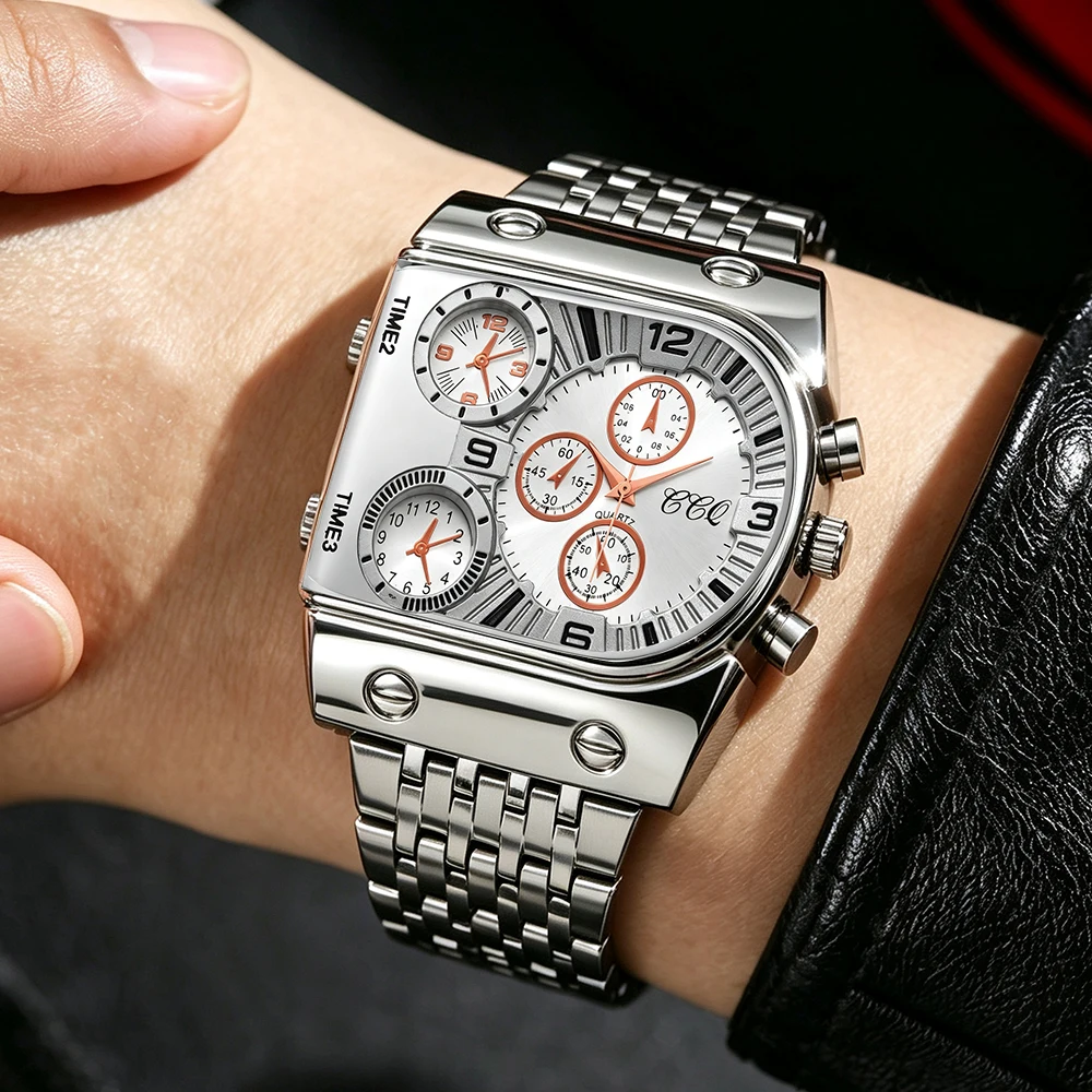 1 latest simple, stylish and handsome men's steel strap quartz watch without box