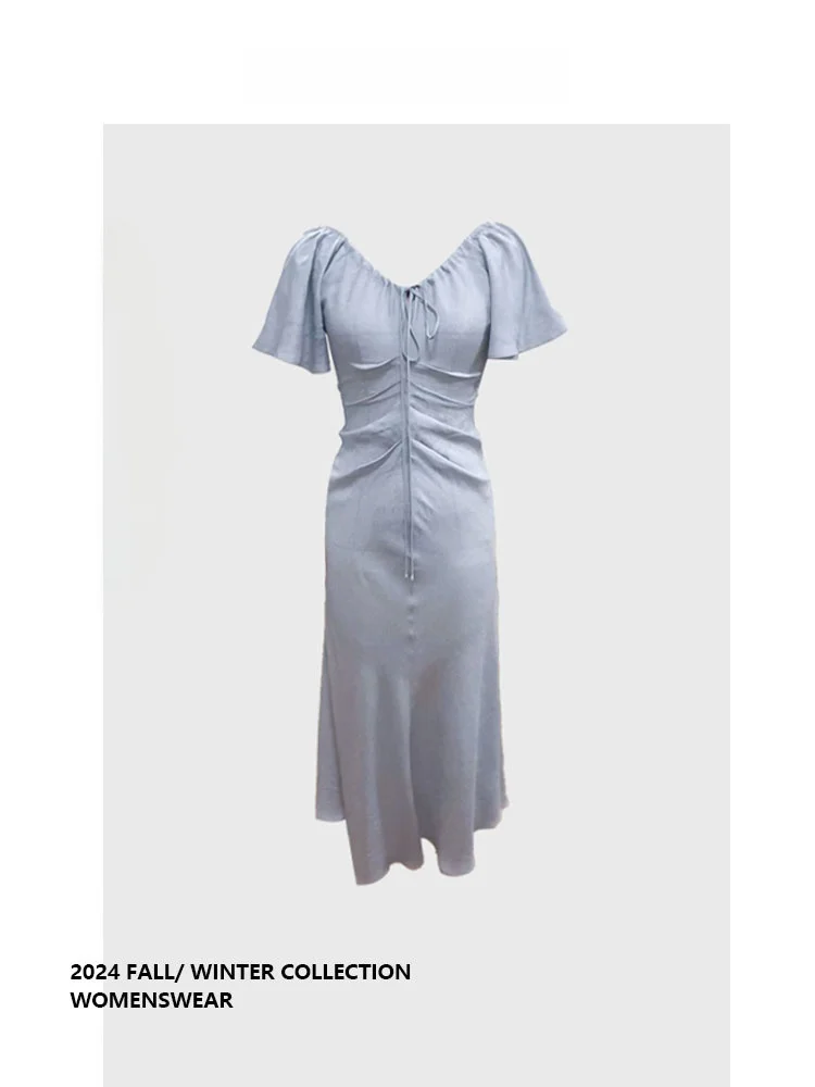 

Женское платье Forever 2 Bluebell Mermaid Feel Dstring V-ne Waist Cinch Flng Sve Dr для повседневной носки, осенний сезон