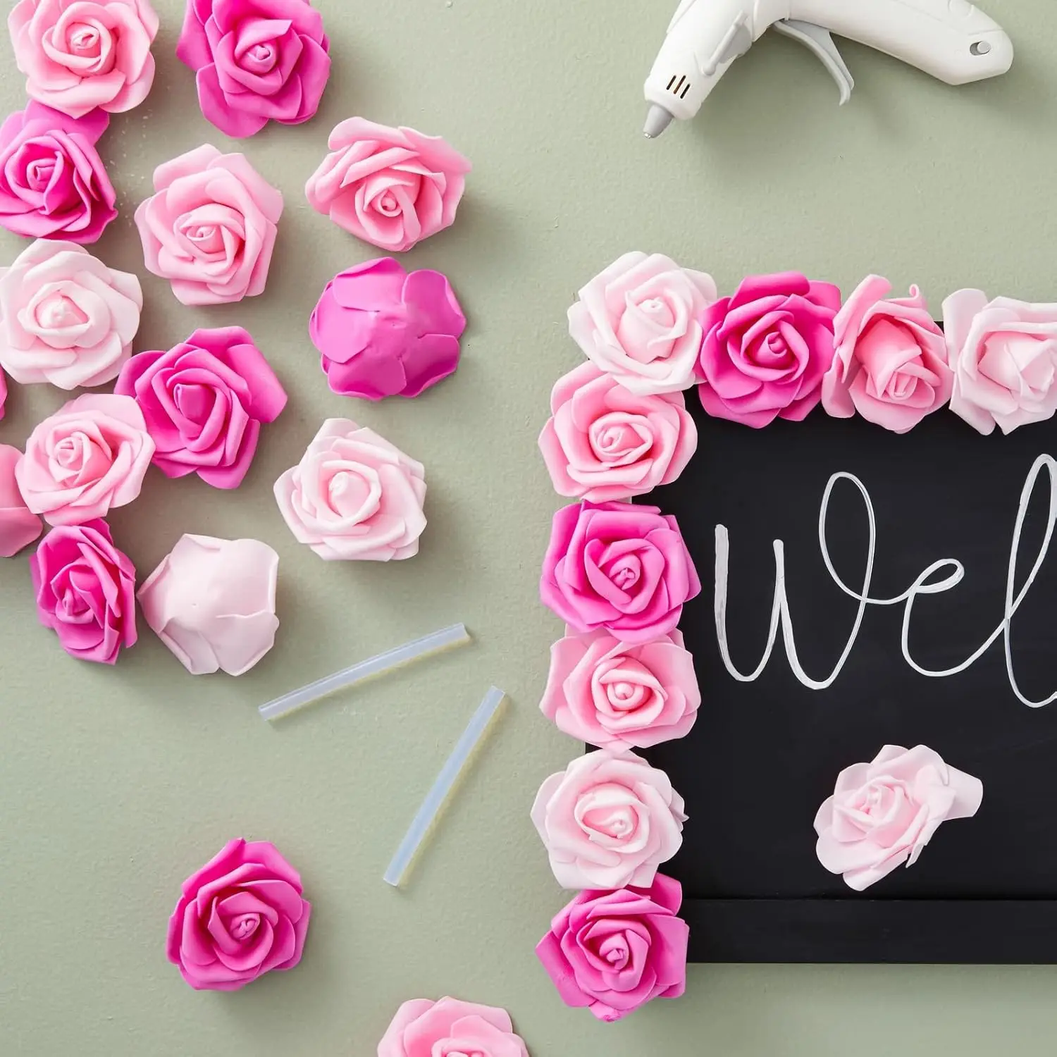 50 قطعة من رؤوس زهور الورد الاصطناعية، ورود وهمية رغوية ذات مظهر حقيقي مثالية للحرف اليدوية، باقة الزفاف، ديكور الحفلات #3