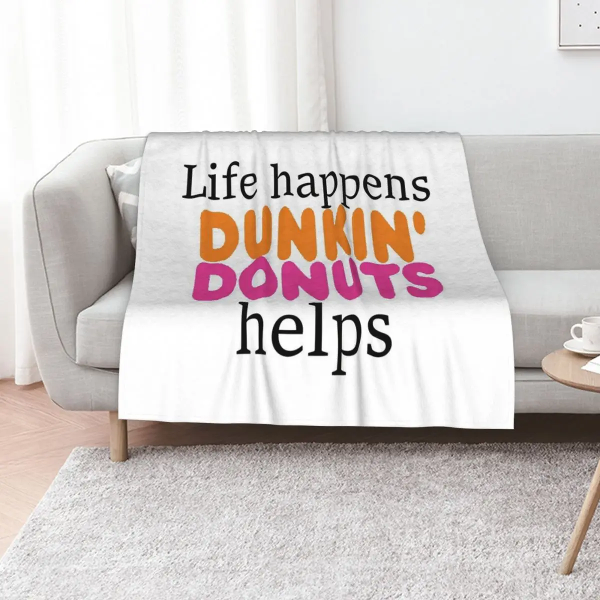 Life Happens... Dunkin Donuts Helps Throw Blanket Warm Plush Fuzzy Blanket for Living Room