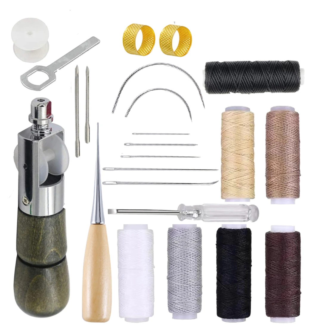 

Leather sewing machine kit, including handheld sewing machine,7 needles, 6 colors of Wax thread, for DIY Leather sewing craft
