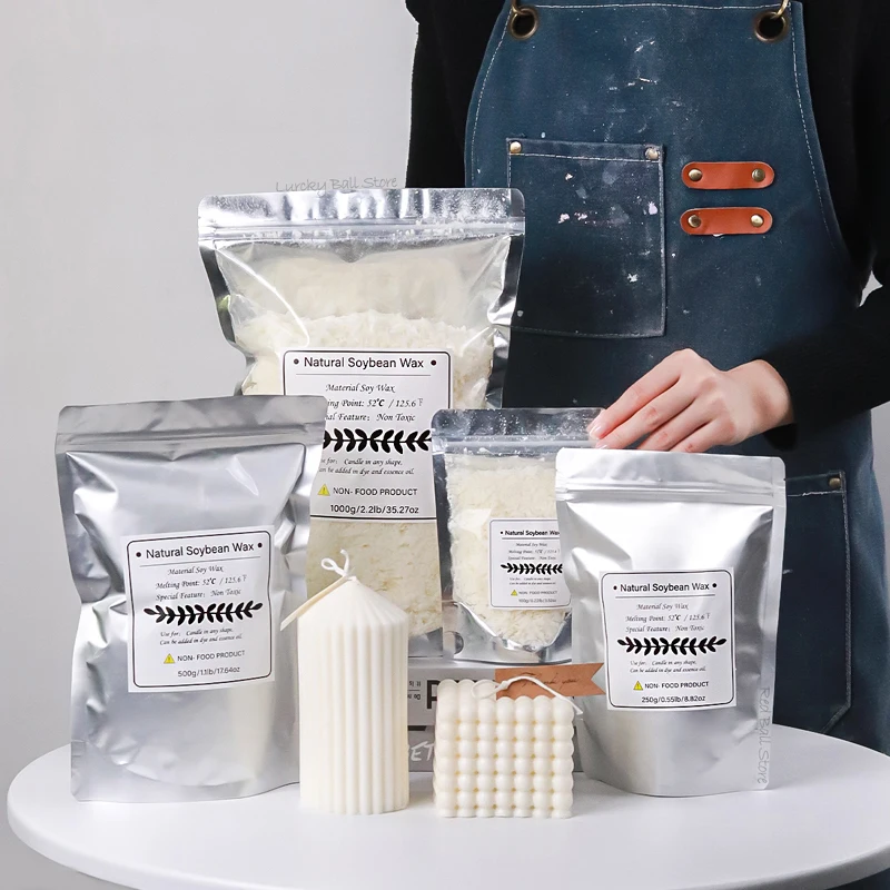 1000g 500g 250g 100g Natural Soy Wax DIY Handmade Candles 100% Additive-Free Scented Candle Making Kit view 3