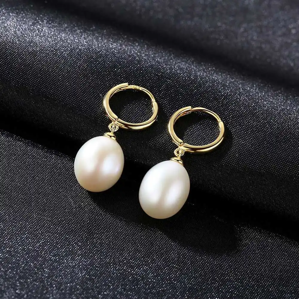 

White Baroque flawless Fresh Water Drop Pearl Earrings 18K Lucky VALENTINE'S DAY New