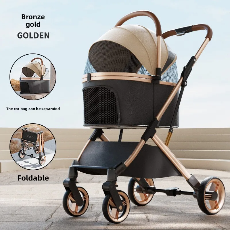 Detachable Luxury Pet Stroller Multifunction Ultra Lightweight Portable One Key Fold Cat Dog Pet Stroller Stroller for Dog