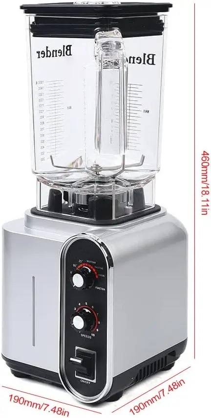 เครื่องปั่นกันเสียง,110V 2200W 1.5L Commercial น้ําผลไม้ Smoothie Maker พร้อม SHIELD Quiet Sound Enclosure สําหรับ Puree,ICE Crush,