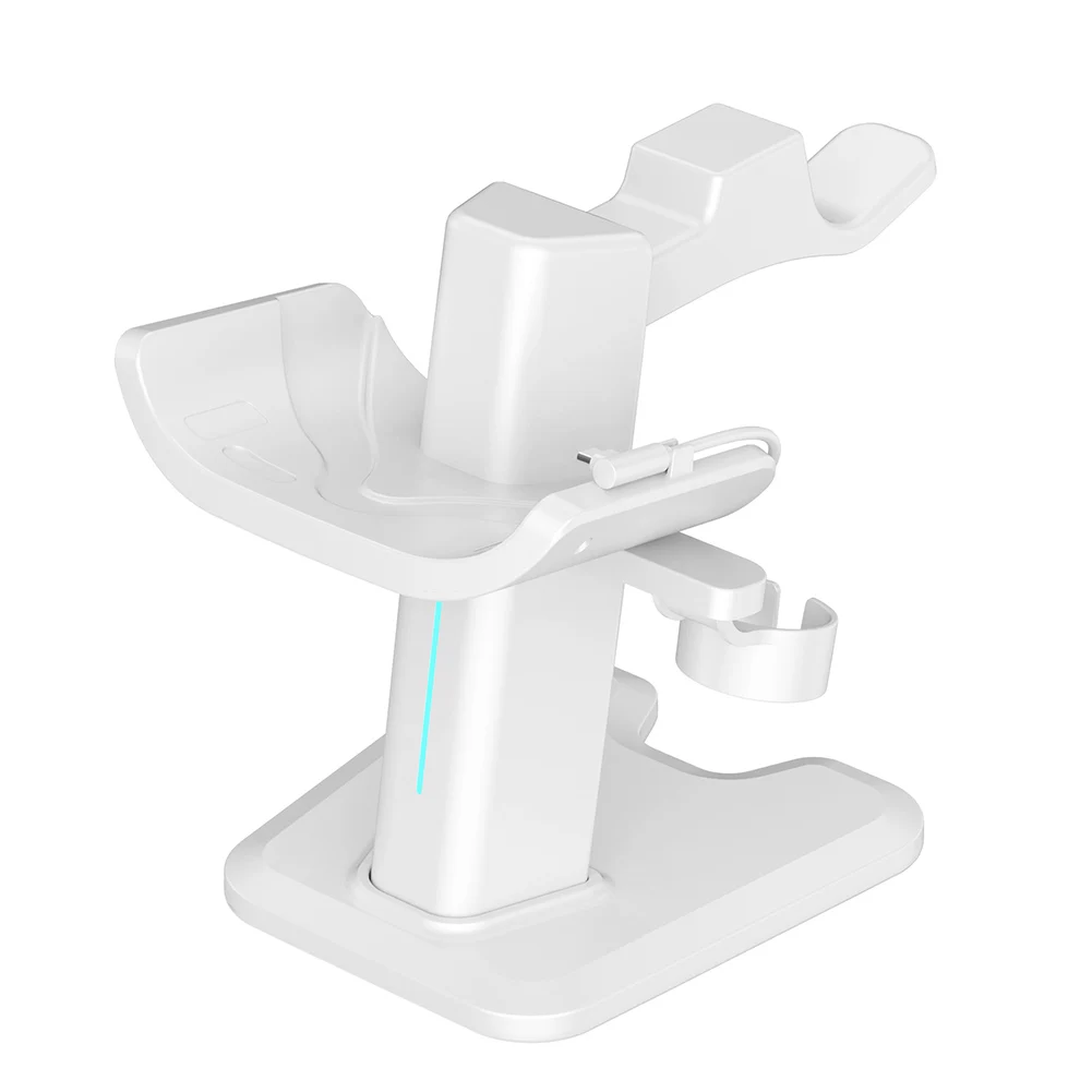 

VR Headset Controller Display Bracket Headset Charging Dock Stable Space Saving with LED Light for Meta Quest 3