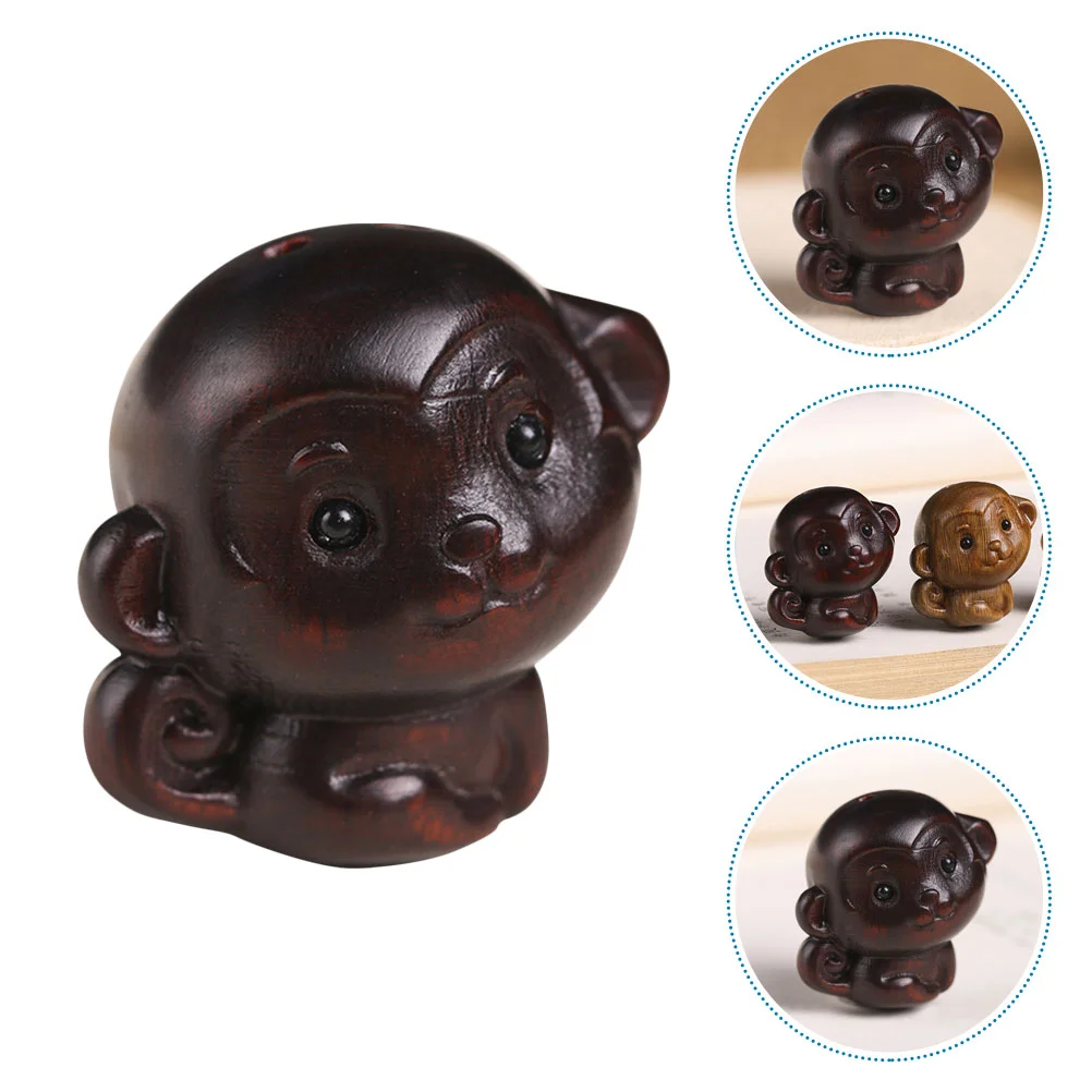 

Wooden Monkey Statue Decor Bag Hanging Decorations Decorate Desktop Zodiac Ring Small Adornment Sandalwood Charms