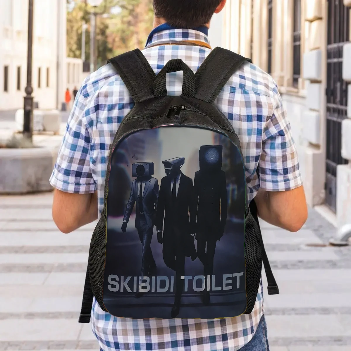 Skibidi-Mochila de Grande Capacidade com Bolsas de Ombro para Crianças, Sacos Lápis, Mochila Personalizada, Saco Escolar Sanitário, Relógio Titan, Conjunto 3Pcs