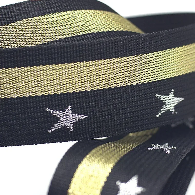 Adjustable Guitar Strap Gold Silver Wire Ribbon Star Pattern Guitarra Straps Belt Electric Acoustic Guitar Bass Parts Accessory