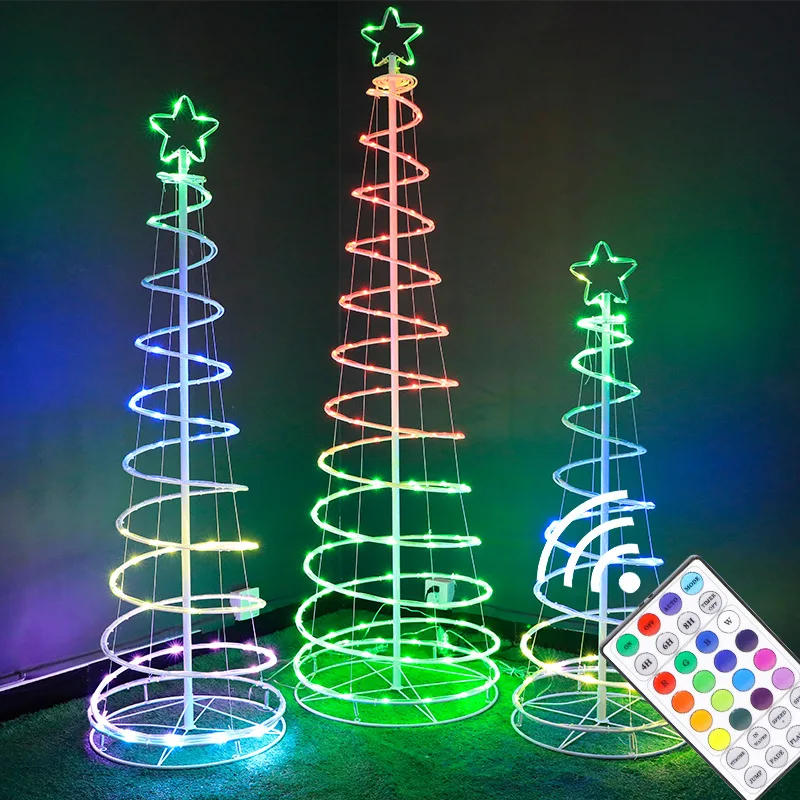 LED point-controlled RGB fantasy folding circle circling Christmas tree light telescopic tube spiral tree light