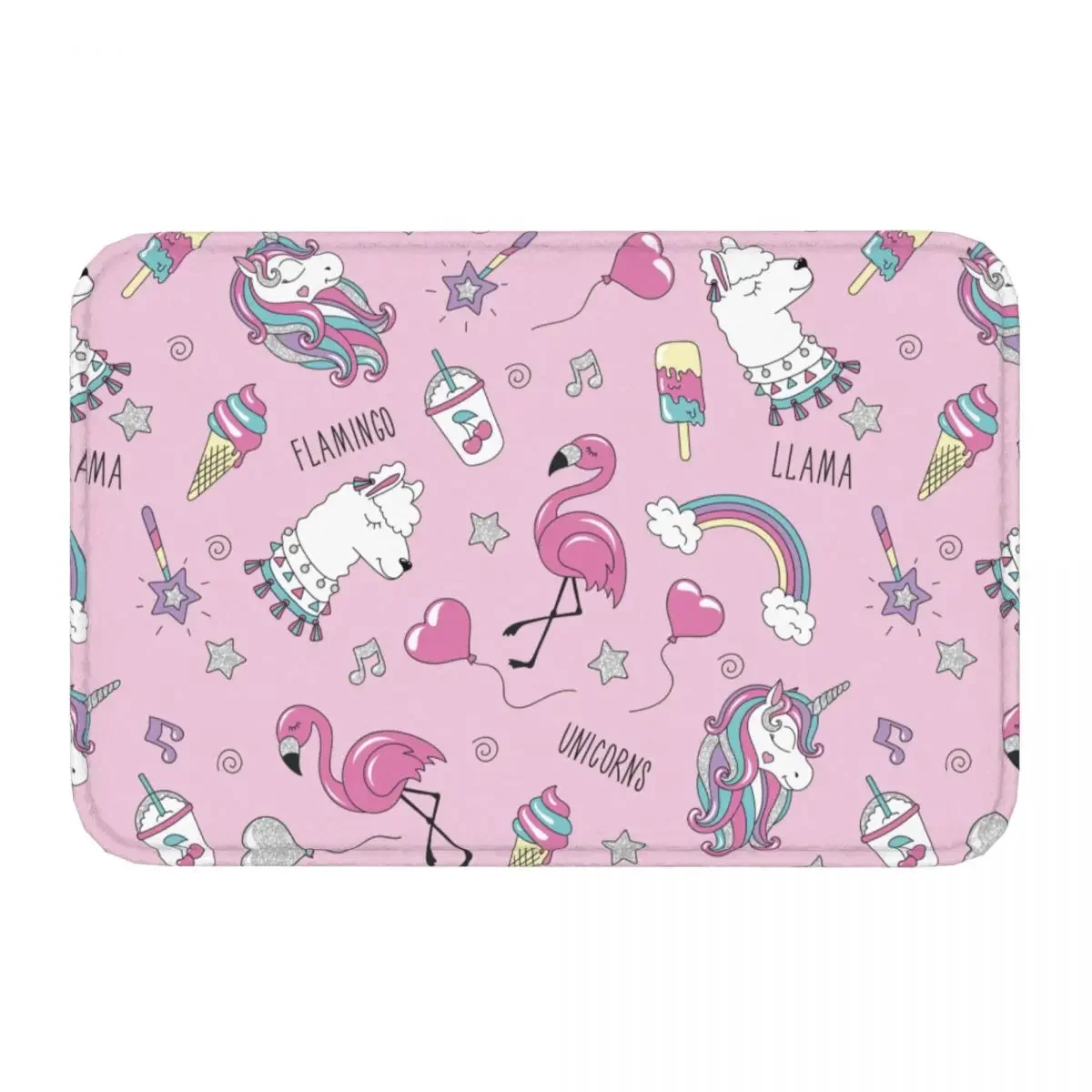 Non-slip Doormat Cartoon Llama Carpet Living Room Bedroom Mat Welcome Flannel Pattern