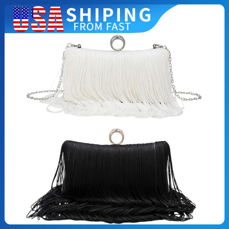 

Роскошная женская сумка-клатч, кольцо на палец с бриллиантами, длинная кисточка, банкетная сумка, женская модная универсальная вечерняя сумка через плечо