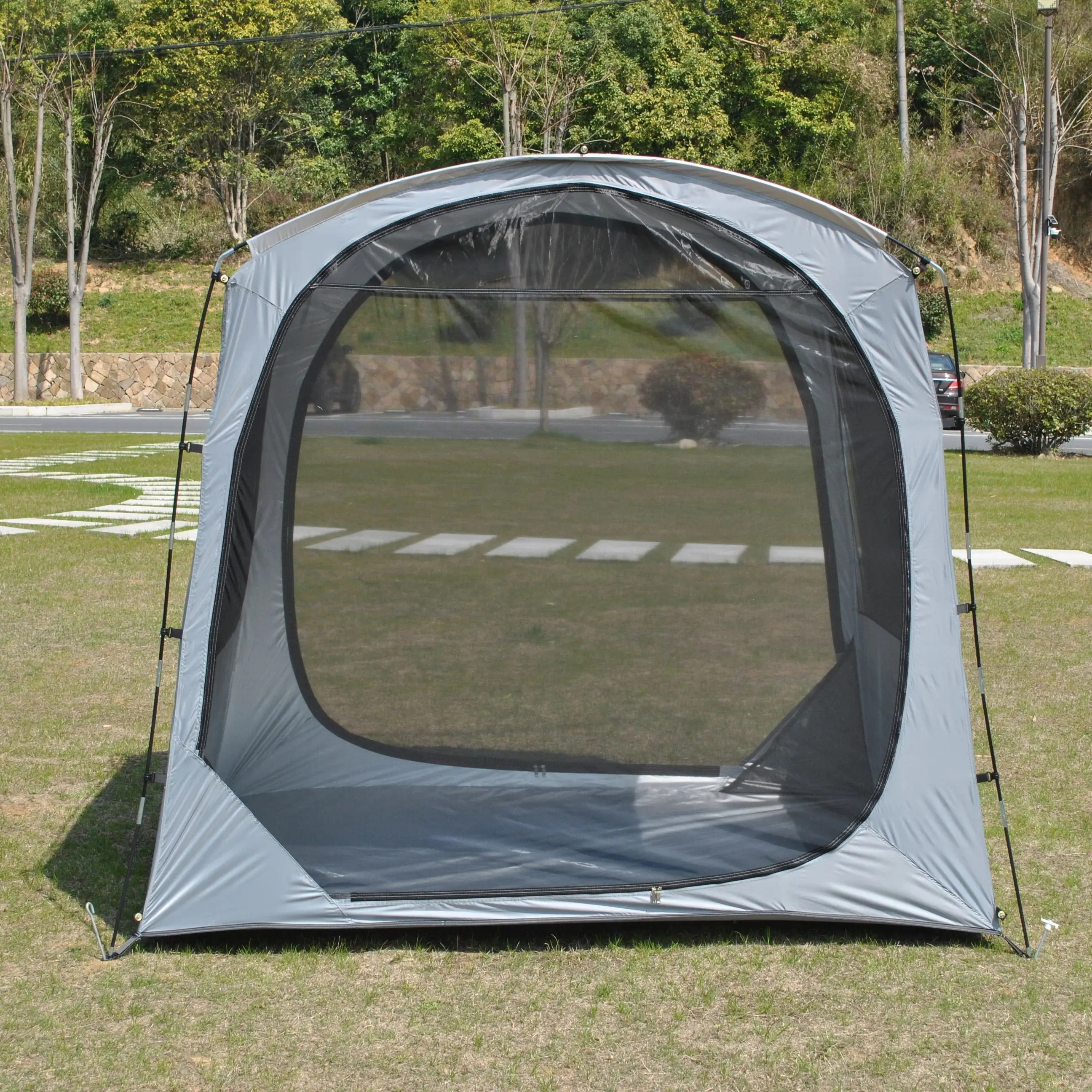 

Палатка для кемпинга на 2 человек с двумя сетчатыми дверями и окнами - ткань Оксфорд 210D с серебряным покрытием и полным тентом-навесом, палатка для активного отдыха на природе