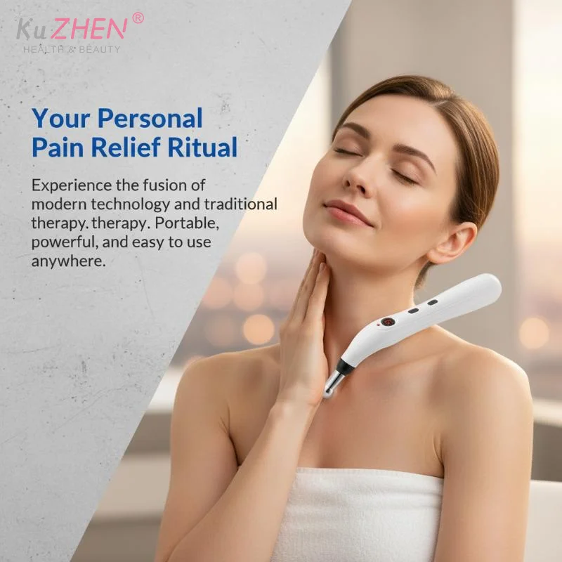 1Set Electronic Acupuncture Massage Pen With 5 Head SAdjustable Pulse Intensity For Home Muscle Pain Relief Easy To Carry