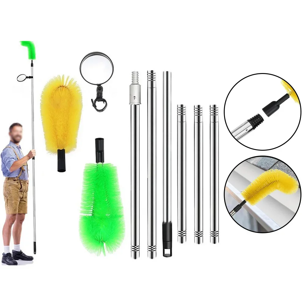 Roof Gutter Cleaner Extendable Duster Gutter Cleaning Brush Telescopic Debris Leaves Branches Remover Home Cleaning Tools