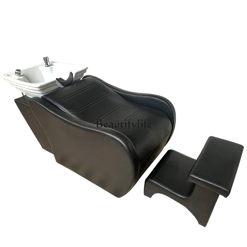 Lying Half Shampoo Chair Hair Saloon Dedicated Flushing Massage Couch Hair Salon Ceramic Basin