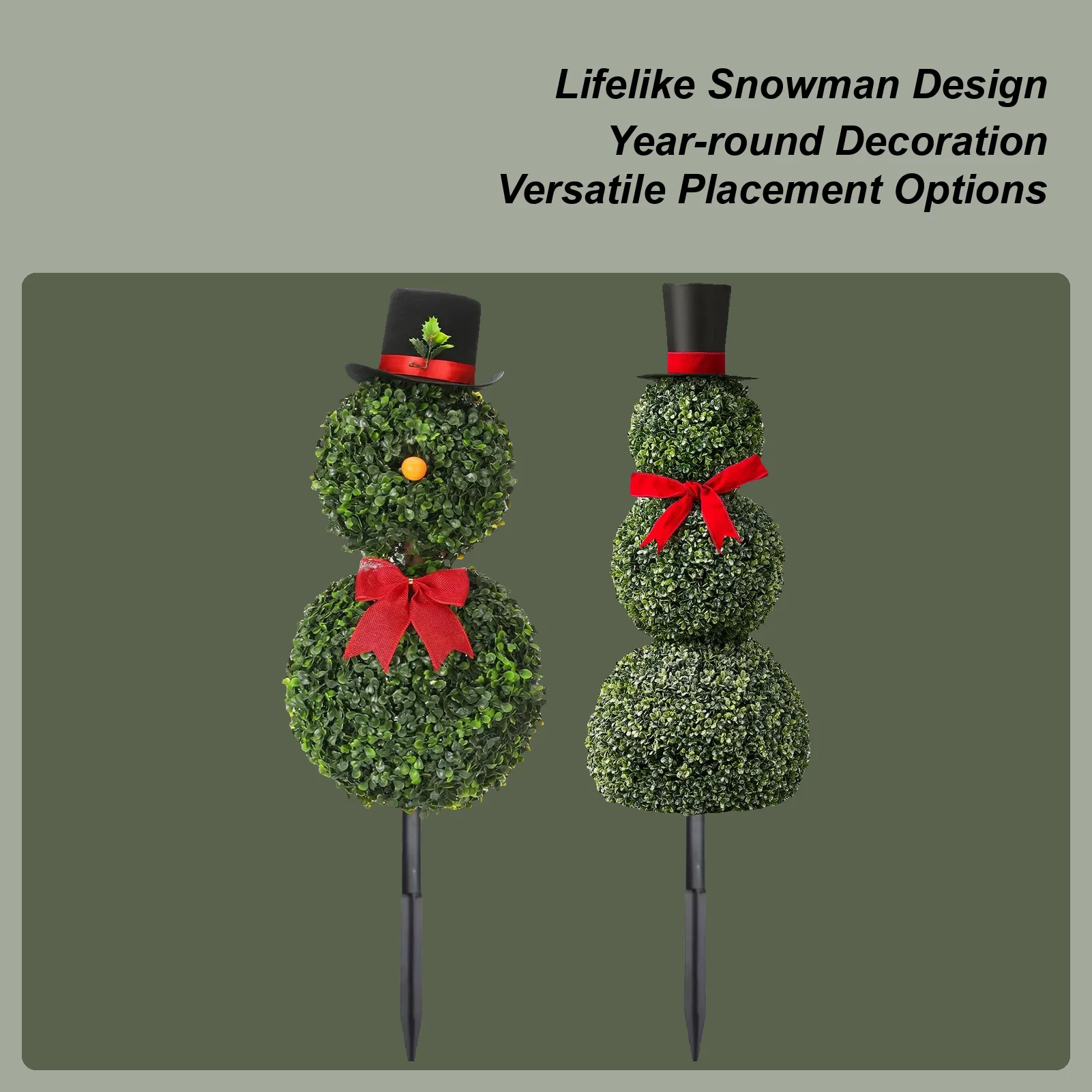 

Snowman Christmas Tree 2.6ft Fake Potted Ornament Christmas Snowman Decorations with Red Bow and Hat for Porch Shop Display