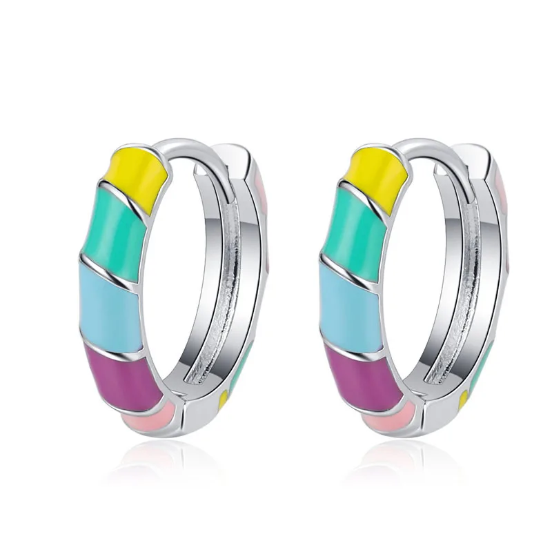 KOFSAC Glamorous 925 Sterling Silver Earring Fashion Rainbow Hoop Earrings For Women New Creative Ear Jewelry Lady Birthday Gift