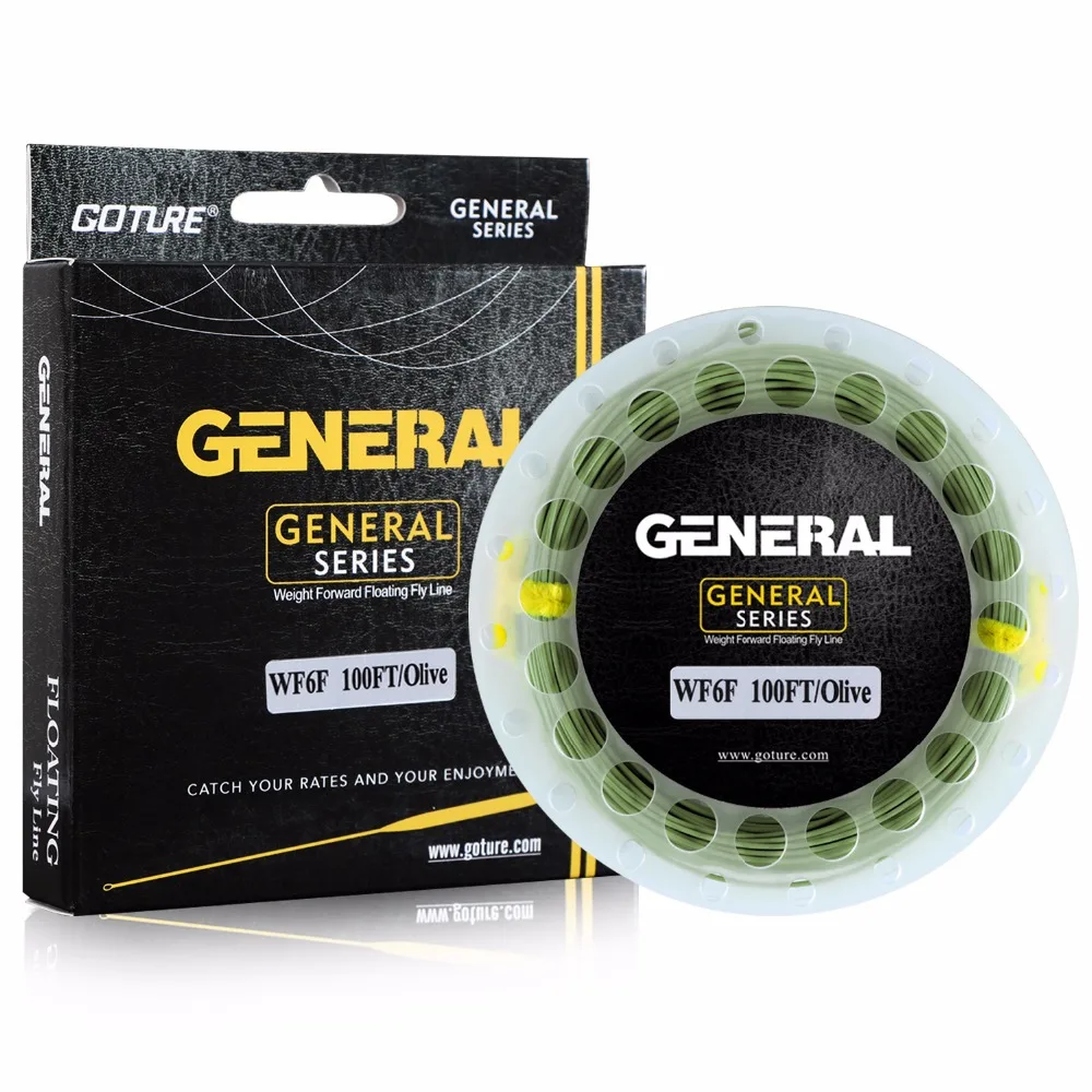 Goture GENERAL Fly Line 30M/100FT WF 3/4/5/6/7/8F Weight Forward Floating Fly Fishing Line with Welded Loops 7 Colors Optional