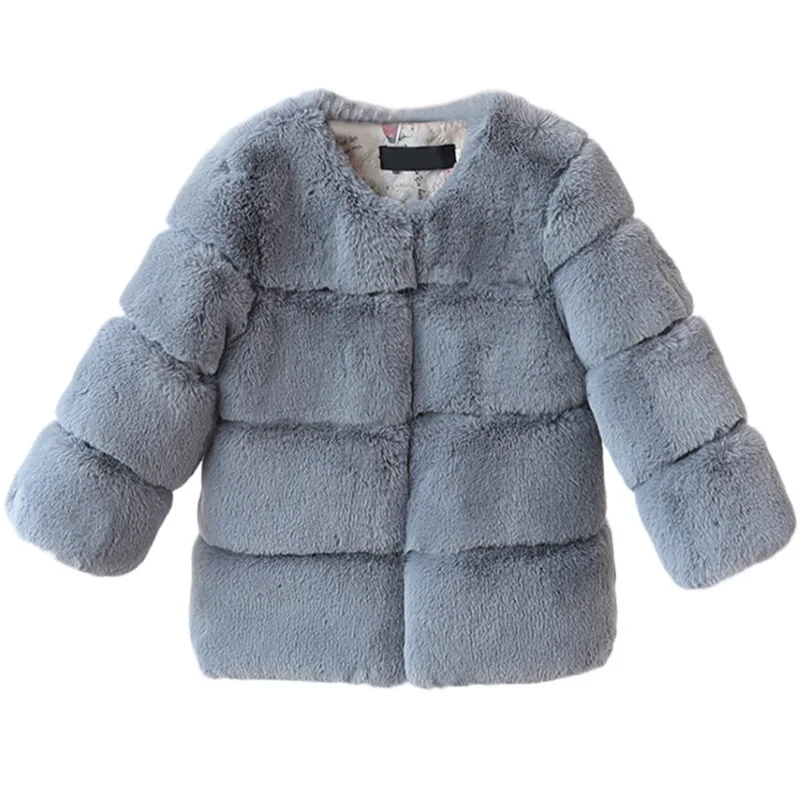 New Girls Winter Fur Coat Elegant Teenage Girl Faux Fur Jackets Thick Coats Warm Parkas Children Outerwear 1-10Yrs Girls Clothes