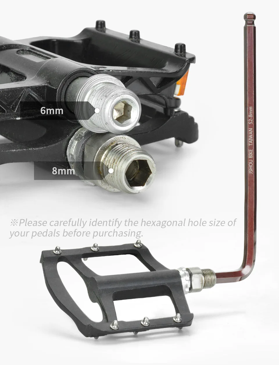 JSHOUBIKE 6/8/15 mm Fahrradpedalschlüssel Inbusschlüssel robustes, langlebiges Pedal-Demontagewerkzeug Fahrradreparaturwerkzeug für MTB Rennrad – Detail 17