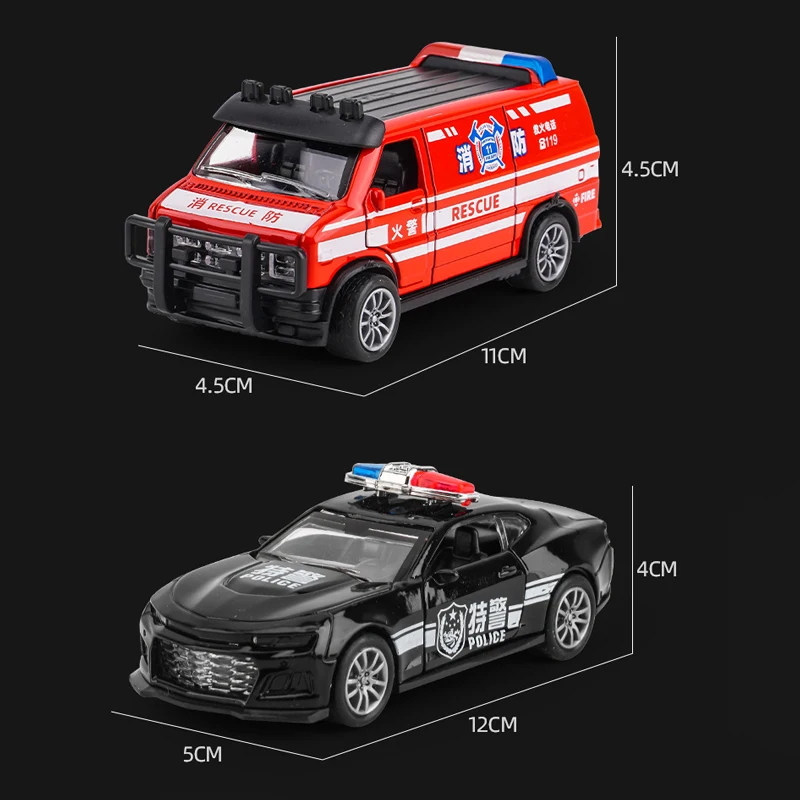 High-simulation Alloy Police Car Ambulance Model Light Music Finale Alloy Car Model Children\'s Educational Car Toy Birthday Gift