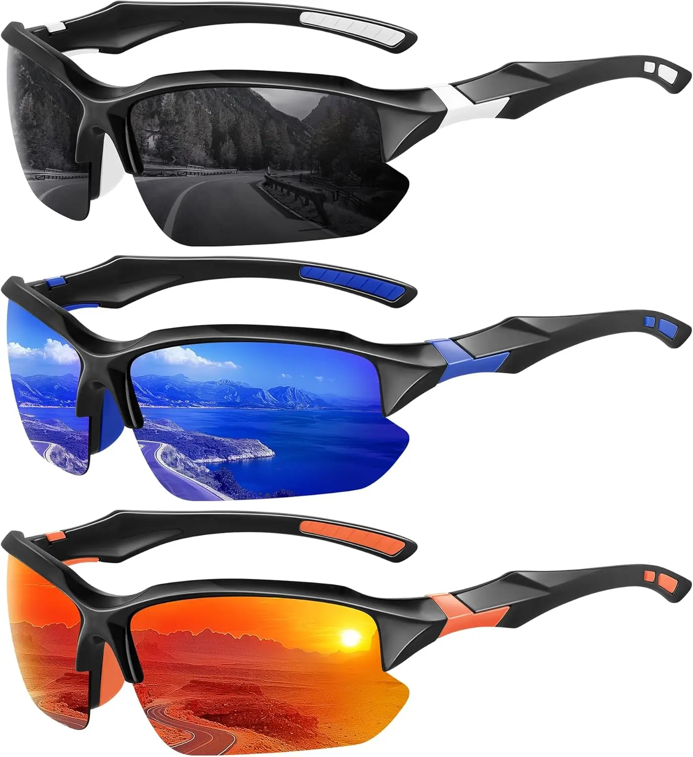 

Hot selling：High Quality Shades Polarized Sports Sunglasses for Men - UV Protection Half Frame Sun Glasses for Running