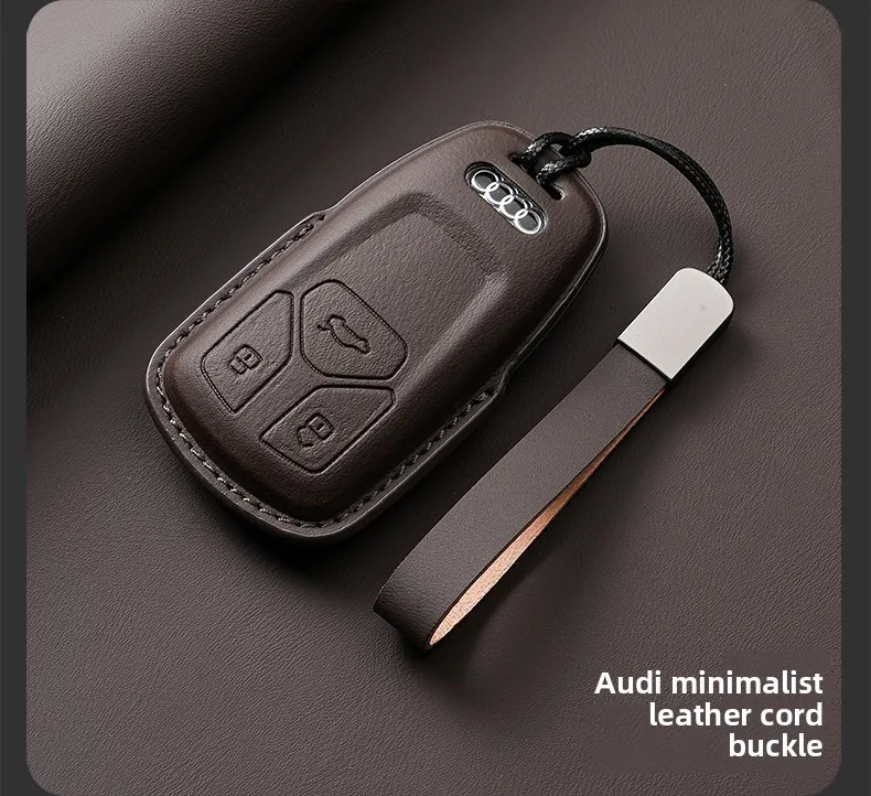 

Leather Car Remote Key Case Cover Shell for Audi A4 A4L A5 Q5 Q7 TT TTS 8S B9 2016 2017 2018 Keyless Protector Holder Key Fob