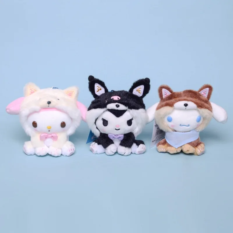 Sanrio turned into a Shiba Indy Kulomi Melody, a big-eared dog, a small white plush doll pendant, a bag pendant.