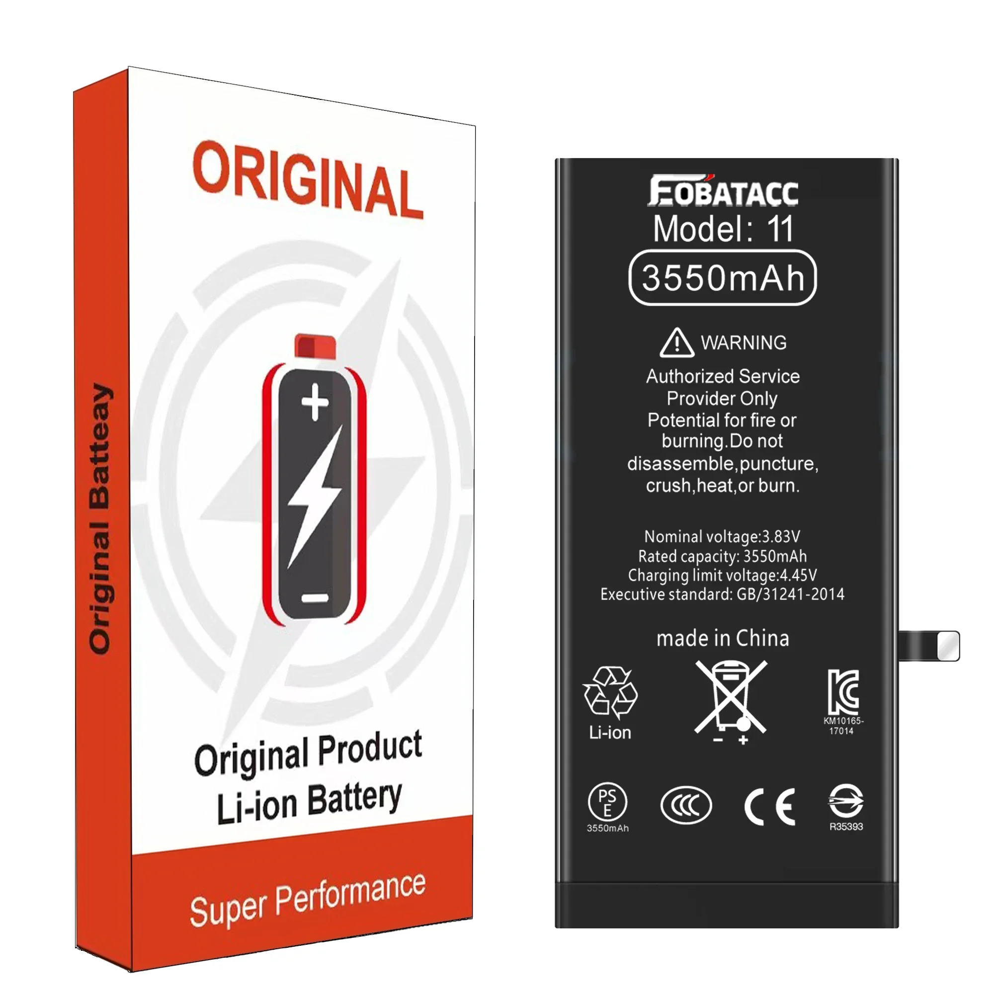 بطارية جديدة لعام 2025 من EOBATACC عالية الجودة 100% لبطارية هاتف Apple 11 3550mah + أدوات #4