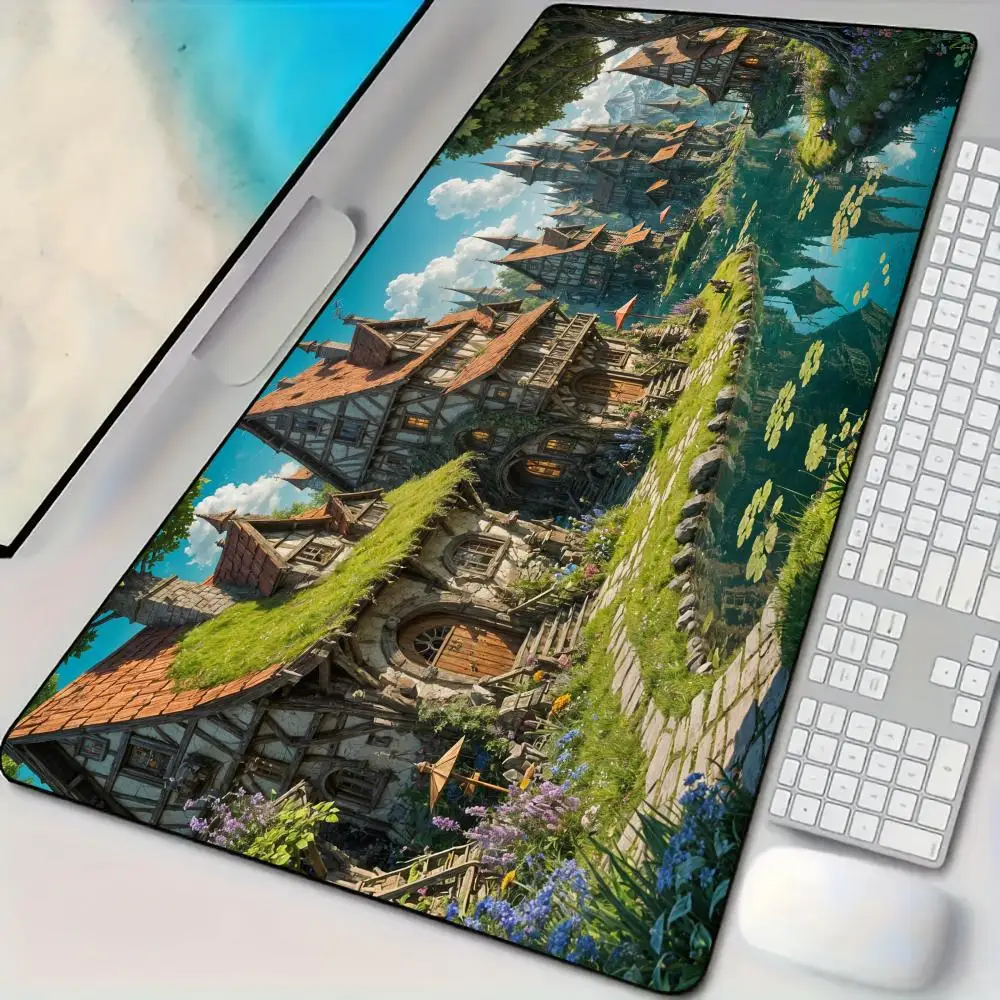 

Fantasy Magic Castle theme Mouse Pad Desk Mat with Stitched Edges non-Slip rubber base pc accessories Gaming mat maus pad rug