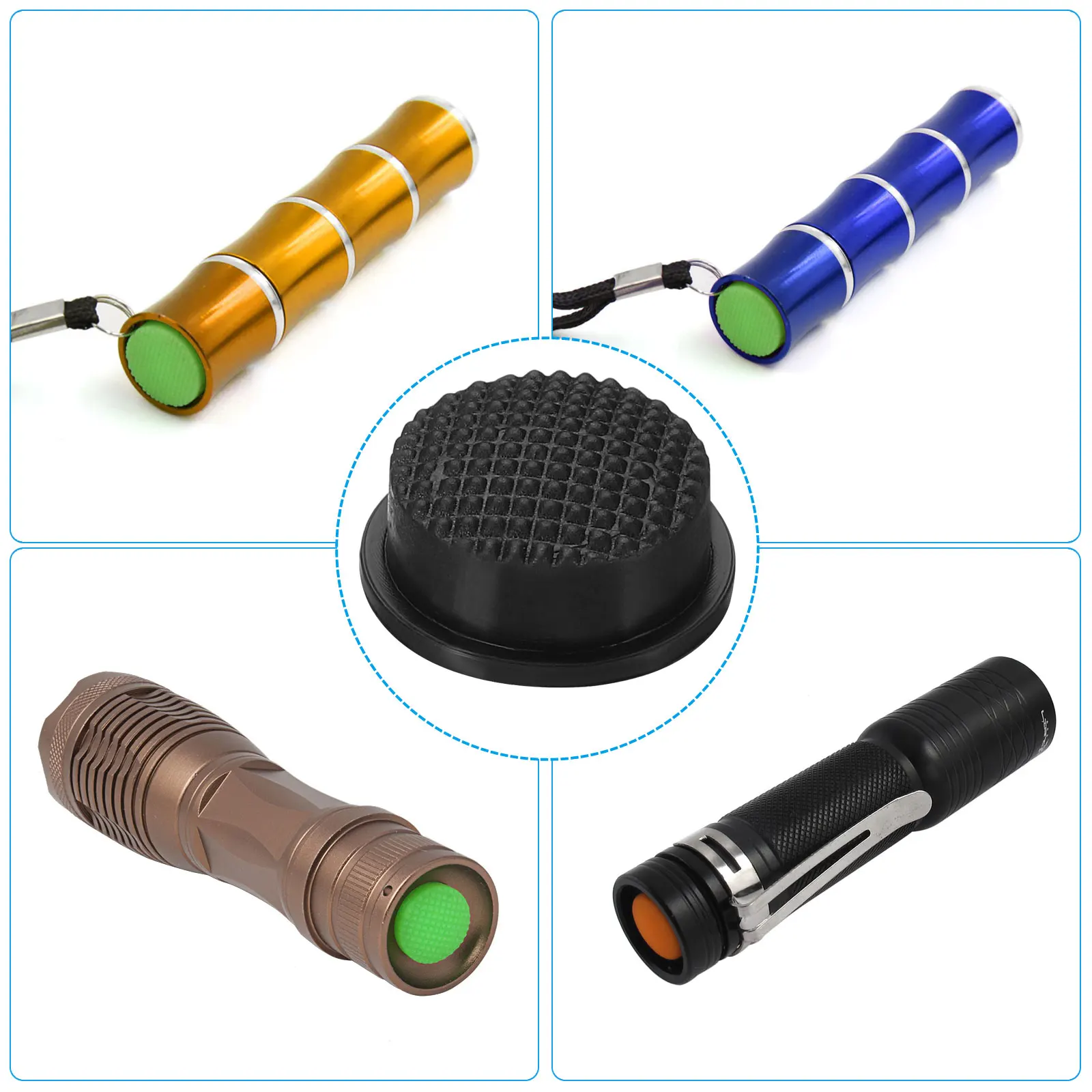 5Pcs 12mm 15mm 16mm LED Flashlight Switch Caps Silicone Soft Boot Cover Rubber Pad Protective Button Tail Cap for Electric Torch